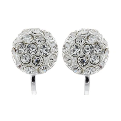 Image of Clip On Earrings Silver Plated Stud With Rhinestone Crystals Holly