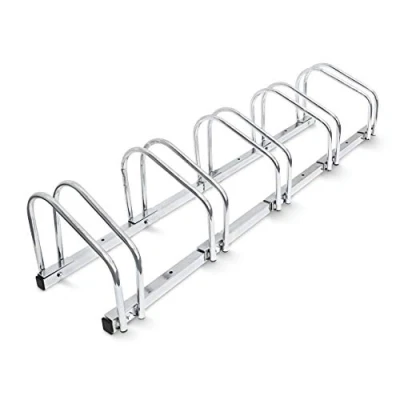 Image of Relaxdays Bike Stand For 5 Bikes, Floor And Wall Mount, 26 x 130 32 cm, Outdoor Holder Rack, Steel, Silver