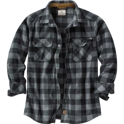 Image of Legendary Whitetails Men&#039;s Navigator Fleece Button Up Shirt, Graphite Plaid, 3XL