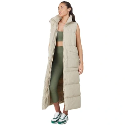 Image of BRAVE SOUL Ladies TONEY Padded Puffer Extra Long Gilet Quilted Sleeveless Jacket