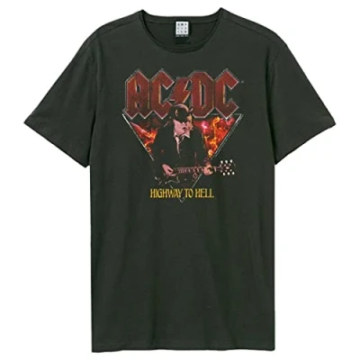 Image of Amplified ACDC Highway to Hell Unisex T Shirt, Charcoal, L