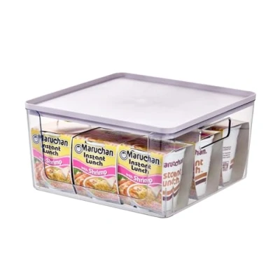 Image of iDesign Open Front Storage Box with Handles, Lid, Versatile as Kitchen or Bathroom Organiser, Made of Recycled Plastic, Purple