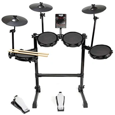 Image of RockJam Mesh Head Kit, Adjustable Eight Piece Electronic Drum Kit with Head, Easy Assemble Rack and Module including 30 Kits, USB Midi connectivity