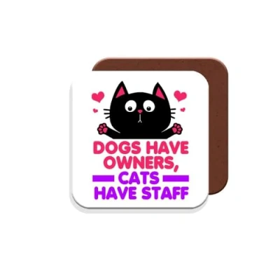Image of Funny Cat Coaster Gift for Owners Giftset Made by MUGGZ in The UK