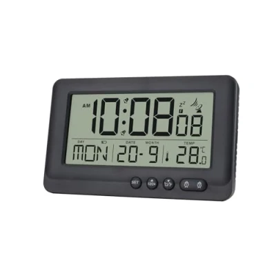 Image of HAPPMY Radio Alarm Clock Digital with 2 Times, Light, Controlled Temperature Display, Date and Day of the Week,