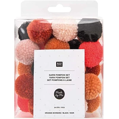 Image of Assorted Round Pom Poms Halloween 3 cm 24 pcs