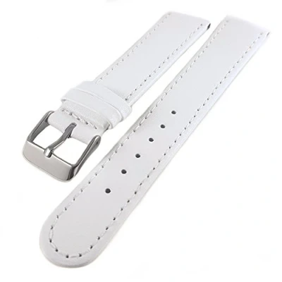 Image of Talk Time White Leather Watch Strap with Stitching 12mm
