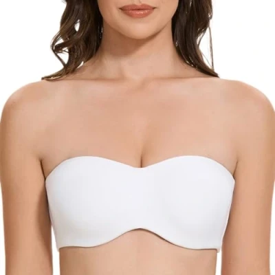 Image of MELENECA Women&#039;s Strapless Minimizer Multiway for Large Bust Unlined Seemless Underwire Bandeau Bra White 38DD