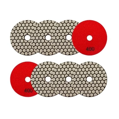 Image of SANLEETEK Dry Diamond Polishing Pads 4&quot;/100mm 8pcs Grit 400 Polish Pad Kit for Granite Marble Artificial Stone Quartz Angle Grinder