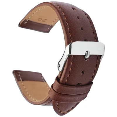 Image of Talk Time Padded Leather Watch Strap Tan 20mm