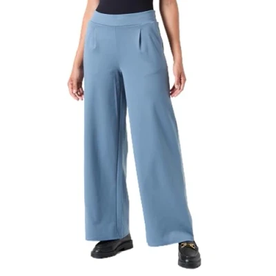 Image of ICHI Women&#039;s Ihkate Sus Long Wide Pa2 Casual Pants, 184215/Blue Mirage, XL