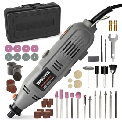 Image of Terratek Corded Rotary Tool 150Pc Accessory Set, 135W Variable Speed 8000 33000RPM, Ideal for DIY Projects, Woodwork, Hobby Craft &amp; Dremel Multi Compatible with Carry Case Included