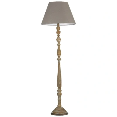 Image of BOUTIQUE Floor Lamp with Tapered Shade Wood, Fabric Lampshade 45x155cm