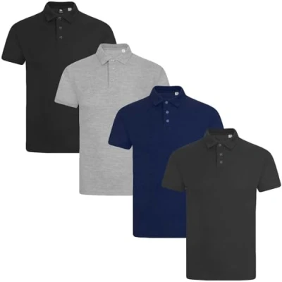 Image of True Face Mens Polo Shirt Plain Tshirt Short Sleeve Summer Work Pique T Workwear Adult Tee Classic Casual Top Set 1 4 Pack M
