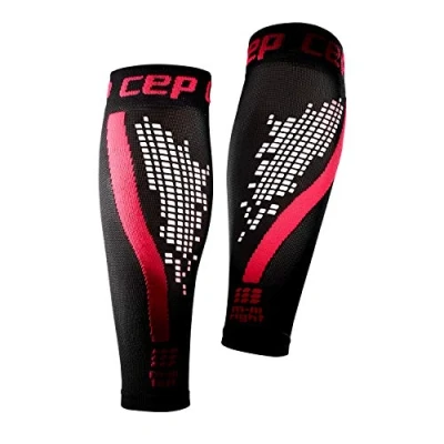 Image of CEP NIGHTTECH CALF SLEEVE 2.0 for women Reflective leg compression sleeves in pink, size IV