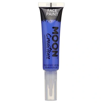 Image of Moon Creations Face &amp; Body Paint Tubes with Brush Applicator Dark Blue 15ml Ready to Use Cruelty Free, Made in UK for Kids, Adults, Fancy Dress, Festivals, Halloween