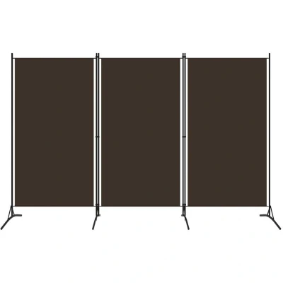 Image of vidaXL 3 Panel Room Divider Brown 260x180 cm