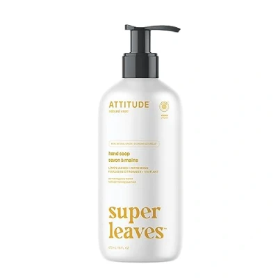 Image of ATTITUDE Liquid Hand Soap, EWG Verified, Plant and Mineral Based, Vegan Personal Care Products, Lemon Leaves, 473 mL
