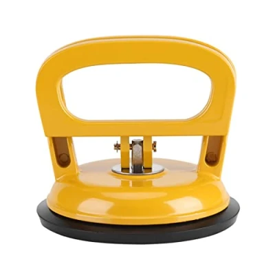 Image of Heavy Duty Single Suction Cup Dent Puller Yellow Aluminium Alloy Professional Glass Lifter Gripper Mover Sucker