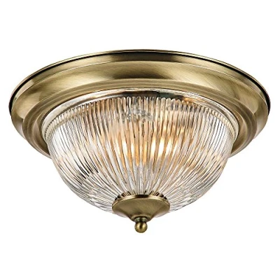 Image of Traditional Antique Brass IP44 Bathroom Ceiling Light Fitting by Happy Homewares