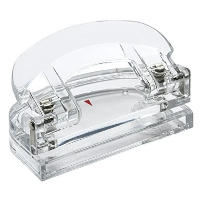 Image of OSCO Clear Acrylic Two Hole Punch 12 Sheet Capacity Transparent H6 x W11 D6.3 cm
