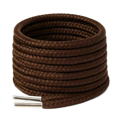 Image of 140cm / 55&quot; long Brown round Strong Heavy Duty Hard Wearing Boot laces Durable for Steel Toe Cap work Boots, Walking Hiking Shoe
