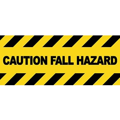 Image of 2 x Warning CAUTION FALL HAZARD Sign Removable Self Adhesive Waterproof Durable Vinyl Label Sticker 225mm 106mm