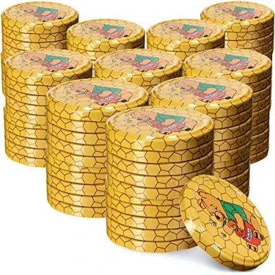 Image of KADAX Jar Lids Ø 66 mm, Secure Metal with Four Threads, Seals Replacement, Twist Off Closure for Pickling, Preserving (Honey, Set of 100)