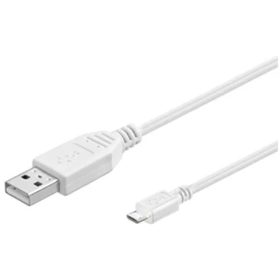 Image of PremiumCord USB Micro Connection Cable 1 m, A Male to B Male, 2.0 High Speed Data Cable, 5 Pins, 2x Shielded, AWG28, Colour: White, Length m