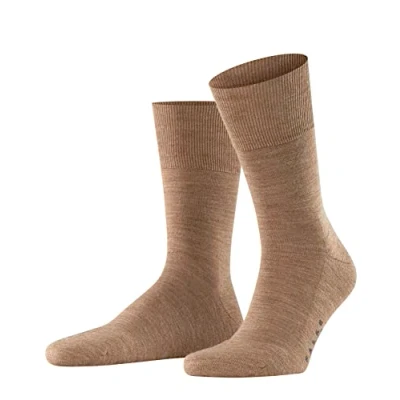 Image of FALKE Men&#039;s Airport Plus M SO Wool Cotton Plain 1 Pair Socks, Brown (Nutmeg Melange 5410), 7 8