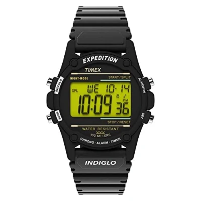 Image of Timex Expedition CAT 40 mm Mens Digital Alarm Timer Black Resin Watch T5K463