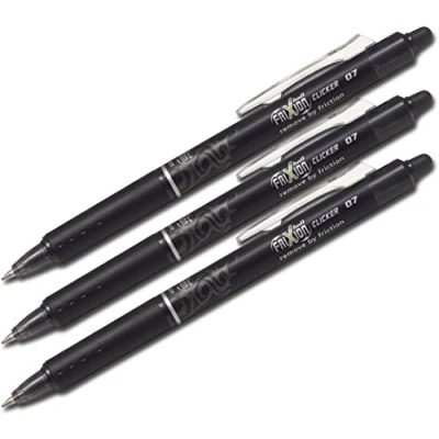 Image of Pilot Frixion Erasable Rollerball Pen Black, 3 Stifte