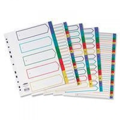 Image of Concord Plastic Index Polypropylene 120 Micron Europunched 1 20 A4 Assorted Ref 66599