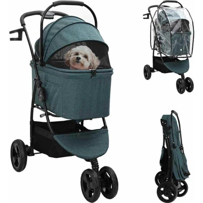 Image of Folding Pet Stroller Green 78 x 54 101 cm Oxford fabric Vidaxl