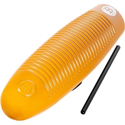 Image of Meinl Percussion Turbo Guiro Instrument Hollow Musical with Rubber Ringed Grip Holes 3 Striking Surfaces Plastic, Brown (GU9)