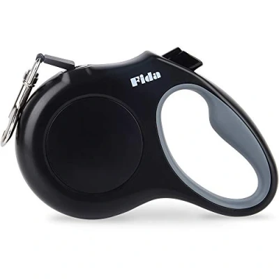 Image of Fida Retractable Dog Leash, 5m Heavy Duty Pet Walking Leash for Small/Medium up to 20kg, Tangle Free. One Hand Brake (Medium, Black)