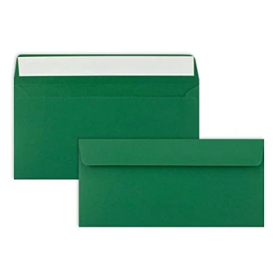 Image of &quot;FarbenFroh by GUSTAV NEUSER&quot; 25 envelopes DIN long dark green 110 g/m² 11 x 22 cm very dimensionally stable self adhesive quality brand: FarbenFroh NEUSER