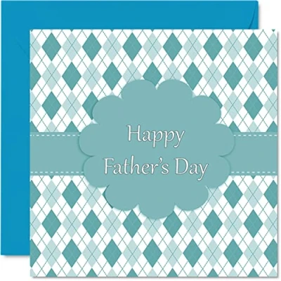 Image of Fathers Day Cards for Dad Blue Gift Present Special Happy Card from Son Daughter, 145mm x Cute Father&#039;s Greeting Daddy Papa