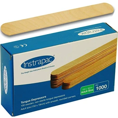 Image of 1000 Instrapac Wooden Tongue Depressors, Tattoo Medical Waxing Spatula Stick Throat Inspection