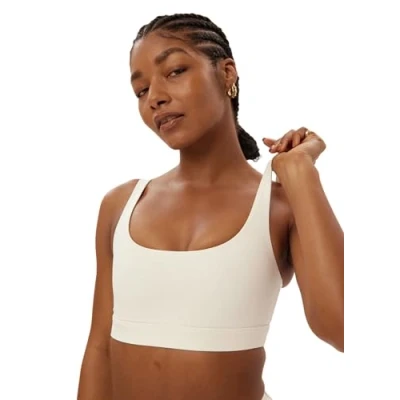 Image of Girlfriend Collective Women&#039;s Andy Bra, Split Strap Sports, Ivory, L