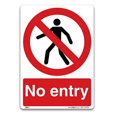 Image of No entry Sign A5 Self adhesive Vinyl Sticker Prohibition Safety Information