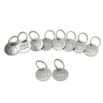 Image of NanTun Numbers Tags 1 10, 25mm 304 Stainless Steel Hollowed Numbered Key with Rings, Number ID Chain