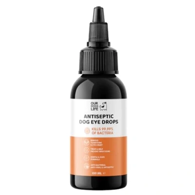 Image of Antiseptic Dog Eye Drops Tear Stain &amp; Crust Remover, Non Irritating and Natural Cleaning Solution for Dogs, Infection Prevention Dogs 100ml