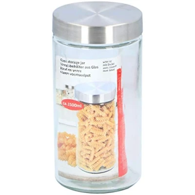 Image of storage jar 1.5 litre glass transparent/silver