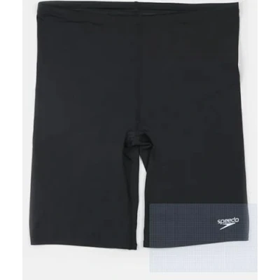 Image of Speedo Men&#039;s ECO Endurance+ V Cut Mid Jammer Swimming Trunks Chlorine Resistance Recycled Fabric Comfort Fit Swim Training Fitness, Black, 32