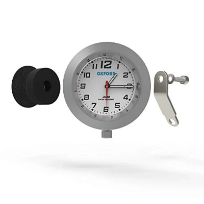 Image of Oxford OX560 Motorcycle Analogue Clock Silver