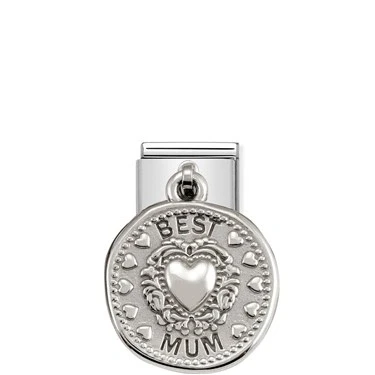 Image of Nomination Classic Silver Best Mum Friends &amp; Family Pendant Charms