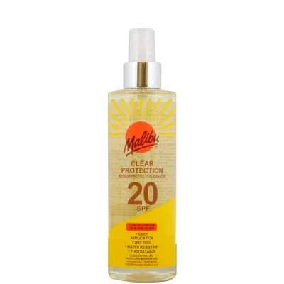 Image of Malibu Sun SPF 20 Clear Protection Spray, Medium Protection, Water Resistant, 250ml