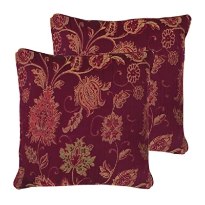 Image of Paoletti Zurich Polyester Filled Cushions (Twin Pack), Polyester, Burgundy