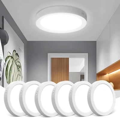Image of Aigostar 12W LED Ceiling Light, 1350LM Lights 6500K 6 Pack, Round Light 113W Equivalent, Dome, Modern, Flush for Bedroom, Kitchen, Porch, Hallway